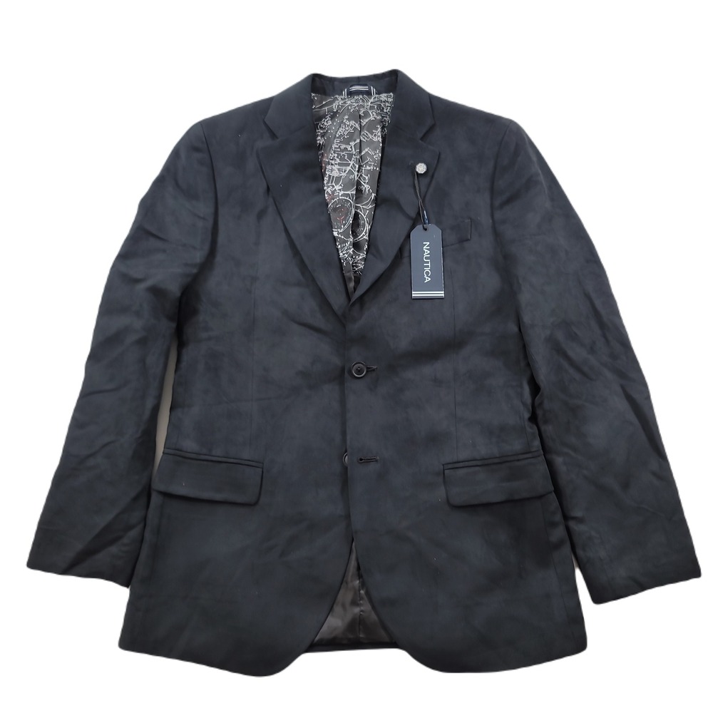 Nautica Black Faux Suede Sport Coat Mens 36R 36 Modern-Fit Blazer $295 NEW‎